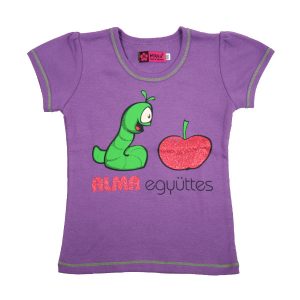 Almás, kukacos LÁNY póló lila
